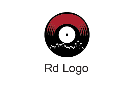 zigzag lines on music record logo illustration