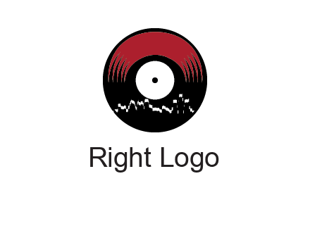 zigzag lines on music record logo illustration