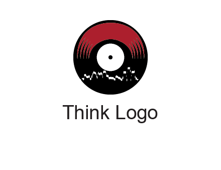 zigzag lines on music record logo illustration