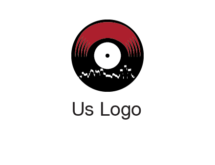zigzag lines on music record logo illustration