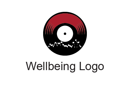 zigzag lines on music record logo illustration