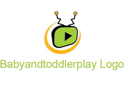 swoosh around television with antenna and play button entertainment logo