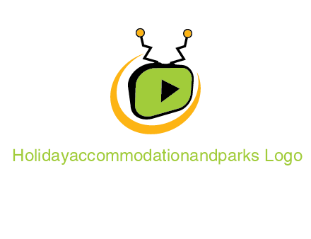 swoosh around television with antenna and play button entertainment logo