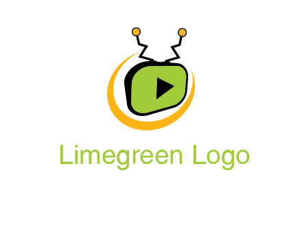 swoosh around television with antenna and play button entertainment logo