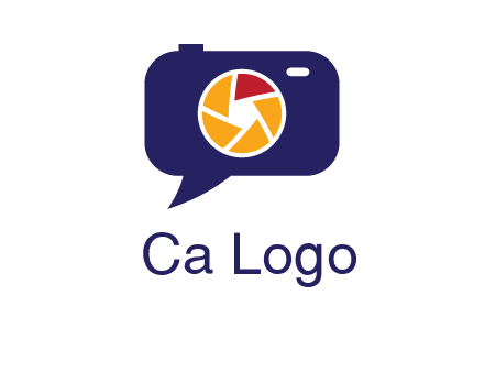camera as speech bubble with shutter photography logo