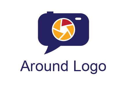camera as speech bubble with shutter photography logo
