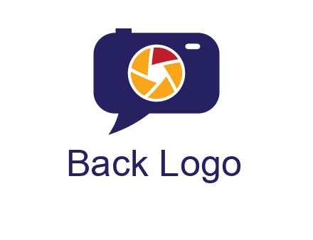 camera as speech bubble with shutter photography logo