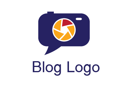 camera as speech bubble with shutter photography logo