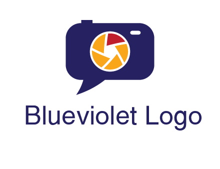 camera as speech bubble with shutter photography logo