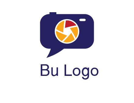 camera as speech bubble with shutter photography logo