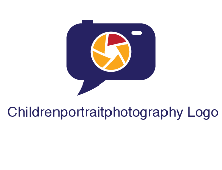 camera as speech bubble with shutter photography logo