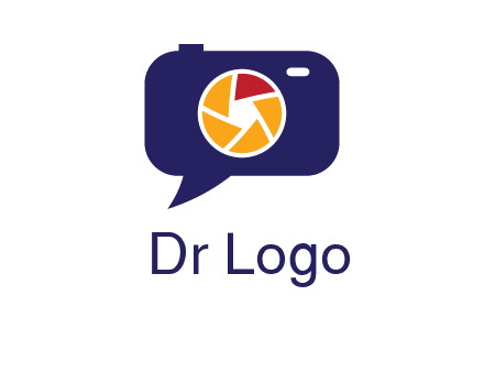 camera as speech bubble with shutter photography logo