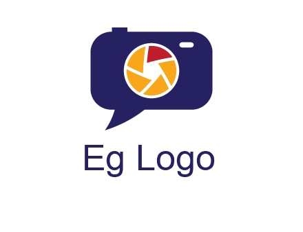 camera as speech bubble with shutter photography logo