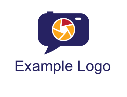 camera as speech bubble with shutter photography logo