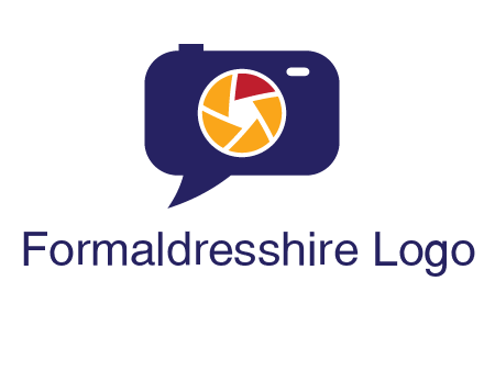 camera as speech bubble with shutter photography logo