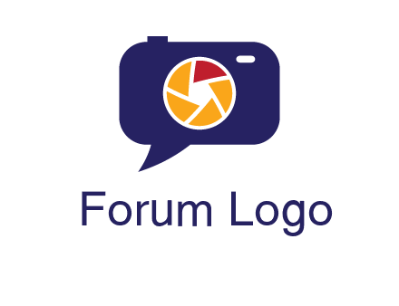 camera as speech bubble with shutter photography logo