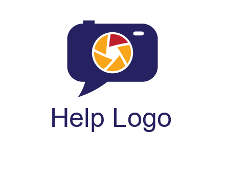 camera as speech bubble with shutter photography logo