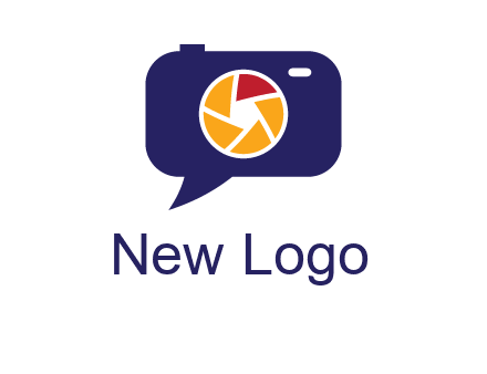 camera as speech bubble with shutter photography logo