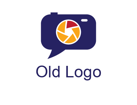 camera as speech bubble with shutter photography logo