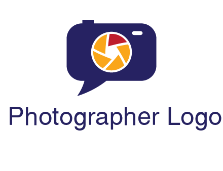 camera as speech bubble with shutter photography logo
