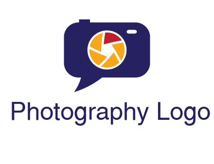 camera as speech bubble with shutter photography logo