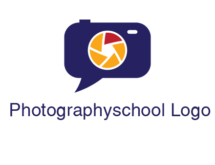 camera as speech bubble with shutter photography logo