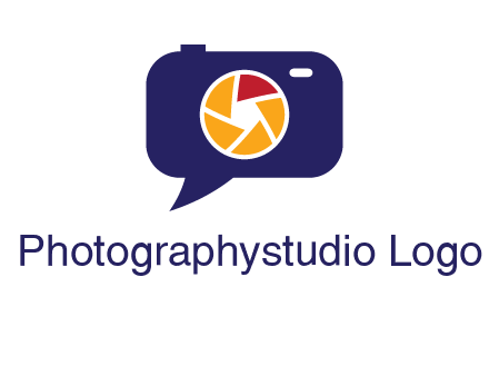 camera as speech bubble with shutter photography logo