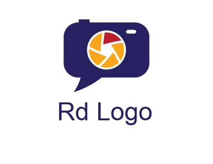 camera as speech bubble with shutter photography logo