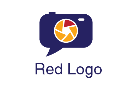 camera as speech bubble with shutter photography logo
