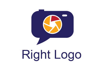 camera as speech bubble with shutter photography logo