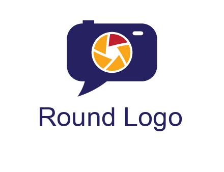 camera as speech bubble with shutter photography logo