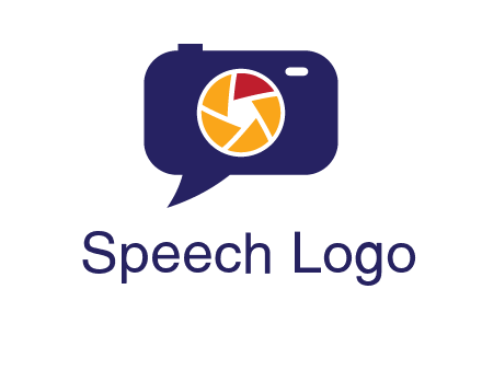 camera as speech bubble with shutter photography logo