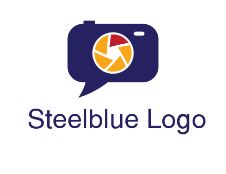 camera as speech bubble with shutter photography logo