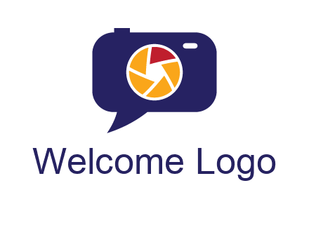 camera as speech bubble with shutter photography logo