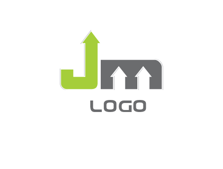 letter jm with arrows logo