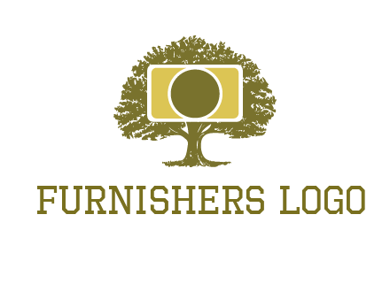 rectangle camera and tree photography logo