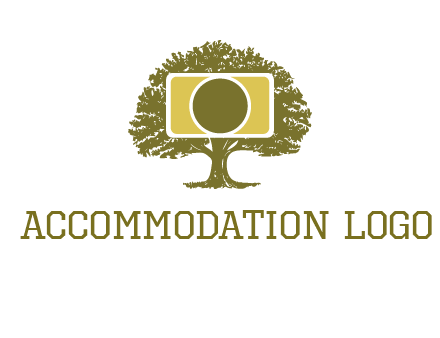 rectangle camera and tree photography logo