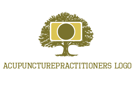 rectangle camera and tree photography logo