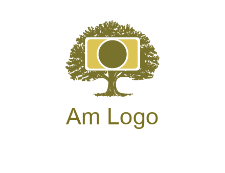 rectangle camera and tree photography logo