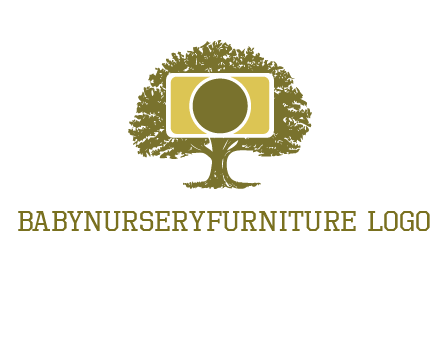 rectangle camera and tree photography logo