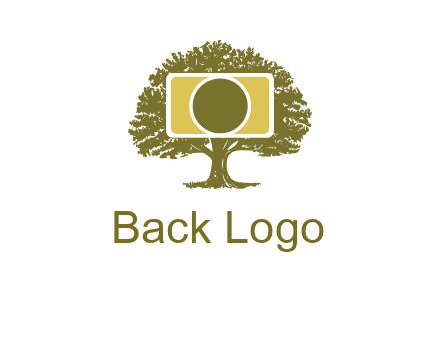 rectangle camera and tree photography logo
