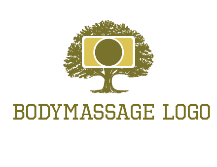 rectangle camera and tree photography logo