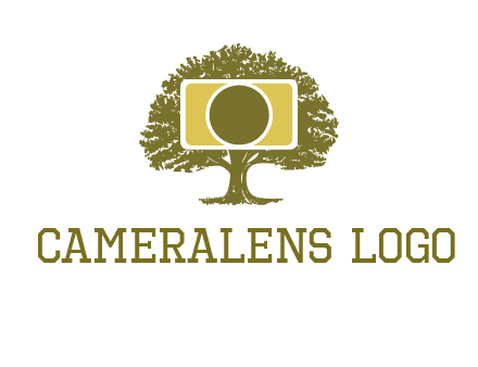 rectangle camera and tree photography logo