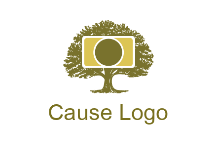 rectangle camera and tree photography logo