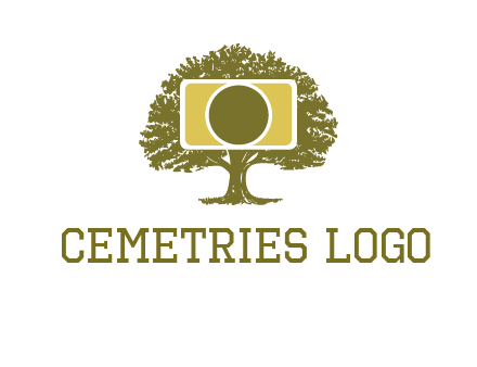 rectangle camera and tree photography logo