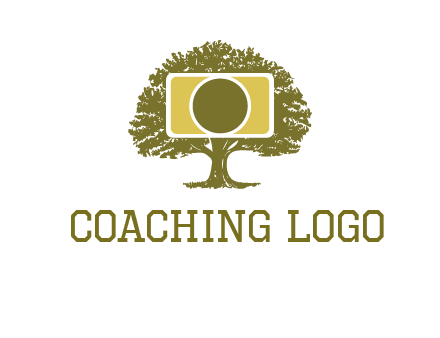 rectangle camera and tree photography logo