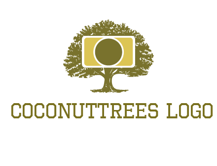 rectangle camera and tree photography logo