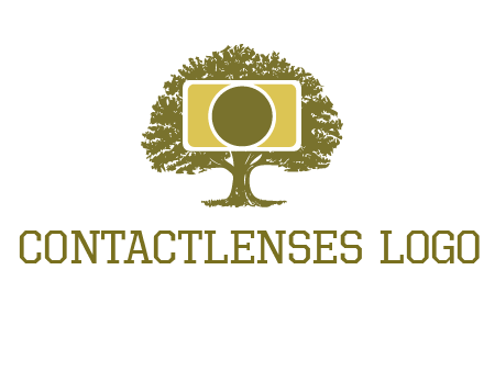 rectangle camera and tree photography logo