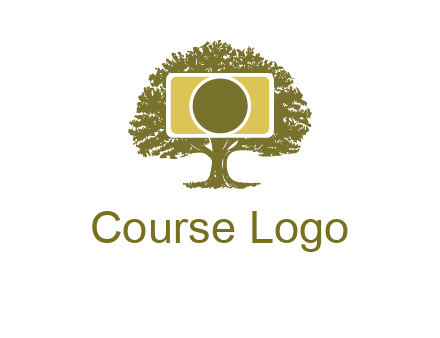 rectangle camera and tree photography logo
