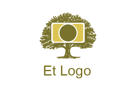 rectangle camera and tree photography logo